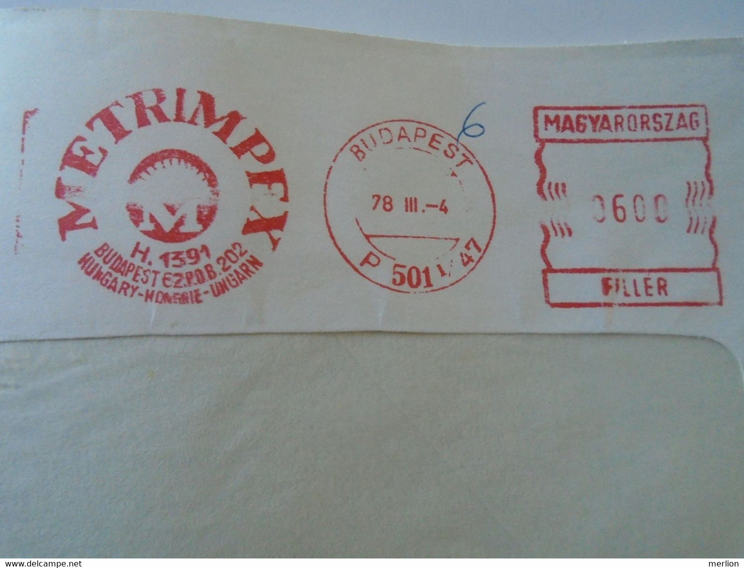 AD00012.52   Hungary Registered  Cover -EMA Red Meter Freistempel-1978 Metrimpex Budapest - Machine Labels [ATM]