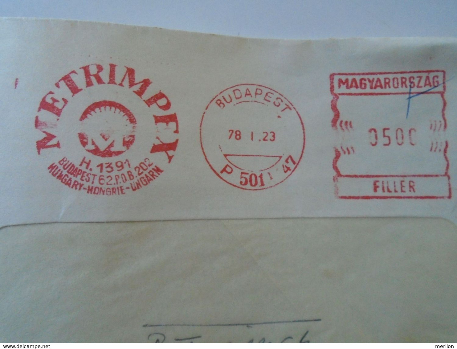 AD00012.54   Hungary Registered  Cover -EMA Red Meter Freistempel-1978 Metrimpex Budapest - Automaatzegels [ATM]