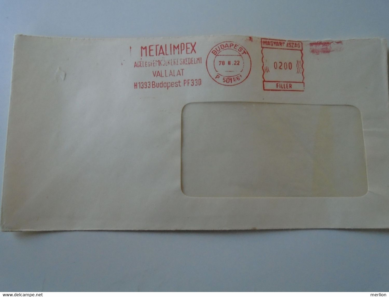 AD00012.55   Hungary  Cover -EMA Red Meter Freistempel-1978 Metalimpex Budapest - Automaatzegels [ATM]