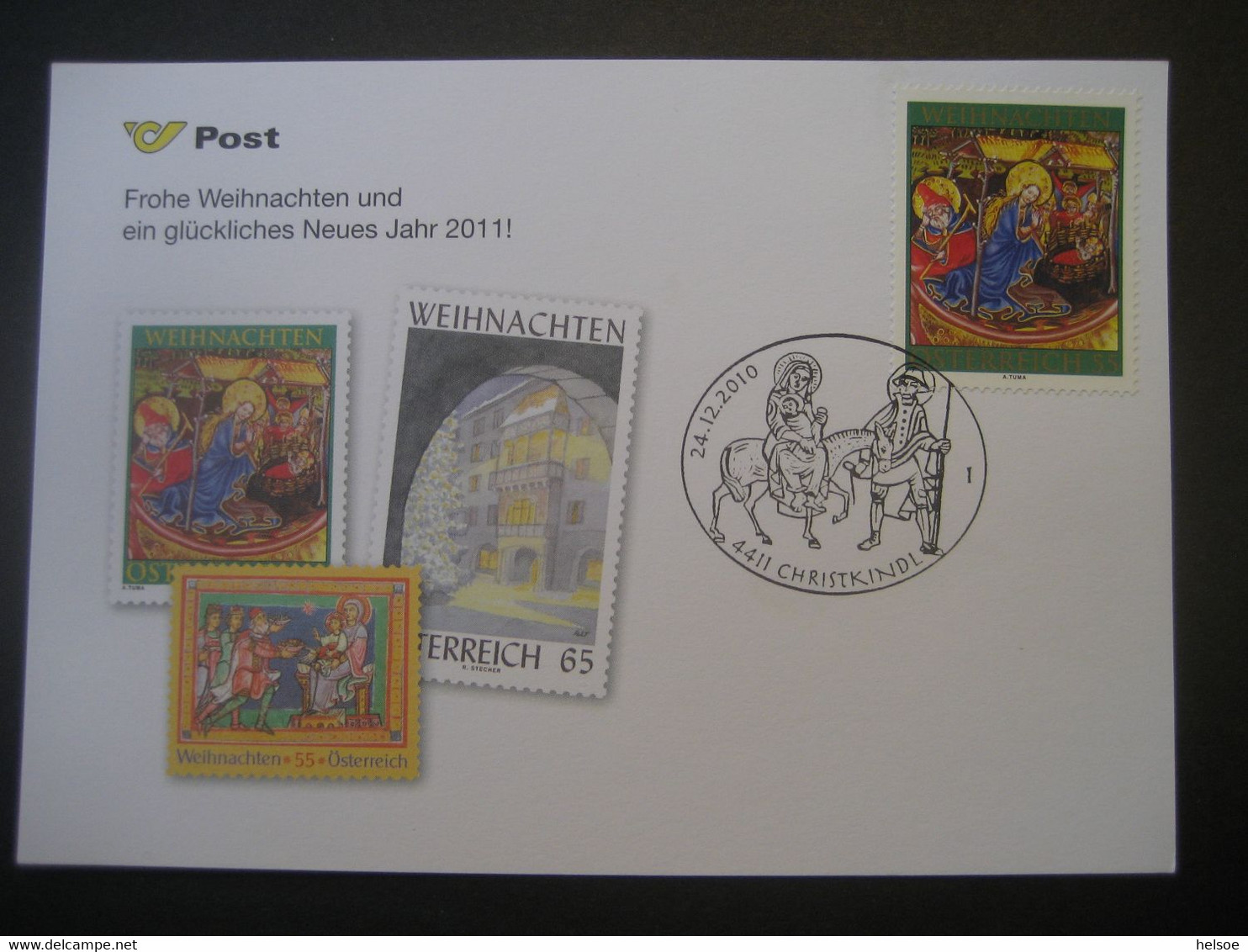 Österreich- Christkindl 24.12.2010 Auf Glückwunschkarte Der Post - Storia Postale