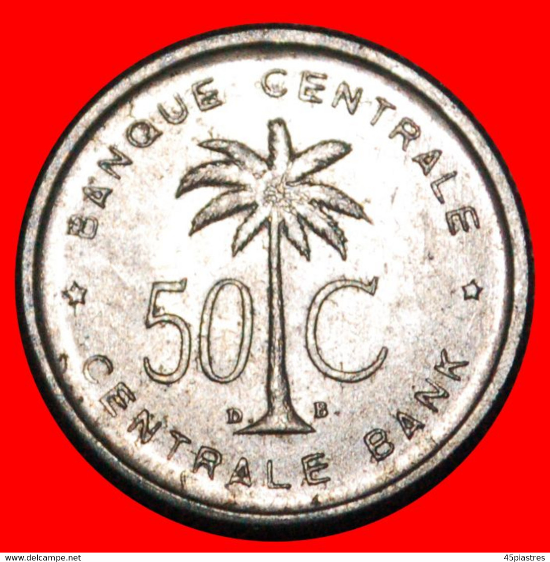 * PALMTREE (1954-1955): BELGIAN CONGO - RUANDA-URUNDI  50 CENTIMES 1955 MINT LUSTRE! LOW START   NO RESERVE! - 1951-1960: Baudouin I