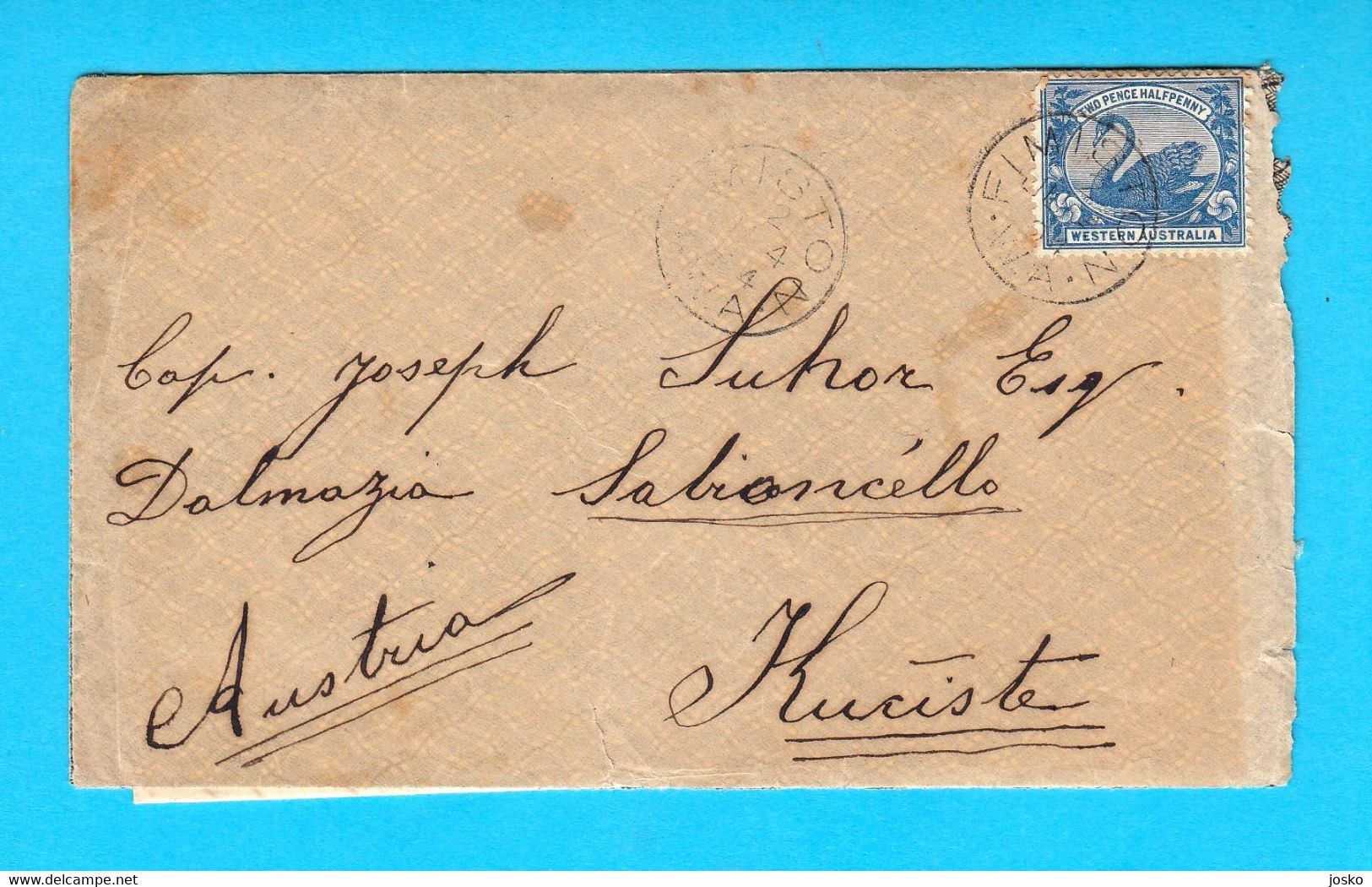 FIMISTON KALGOORLIE (Western Australia) Old Letter 1904 Sent Mr. Viscovich, Proprietor Of California Cafe-Boulder Block - Cartas & Documentos