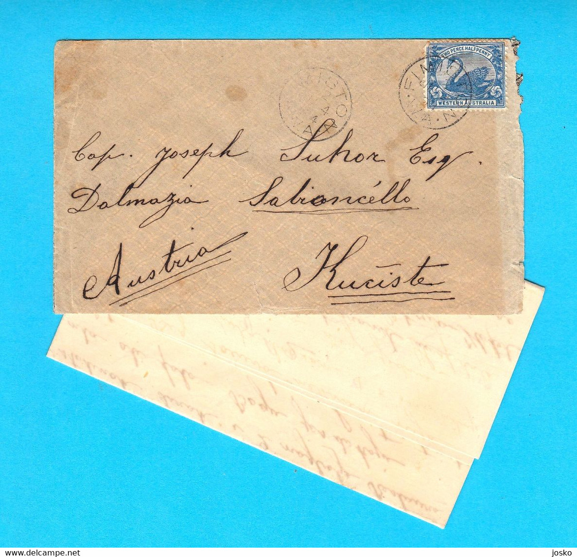 FIMISTON KALGOORLIE (Western Australia) Old Letter 1904 Sent Mr. Viscovich, Proprietor Of California Cafe-Boulder Block - Cartas & Documentos