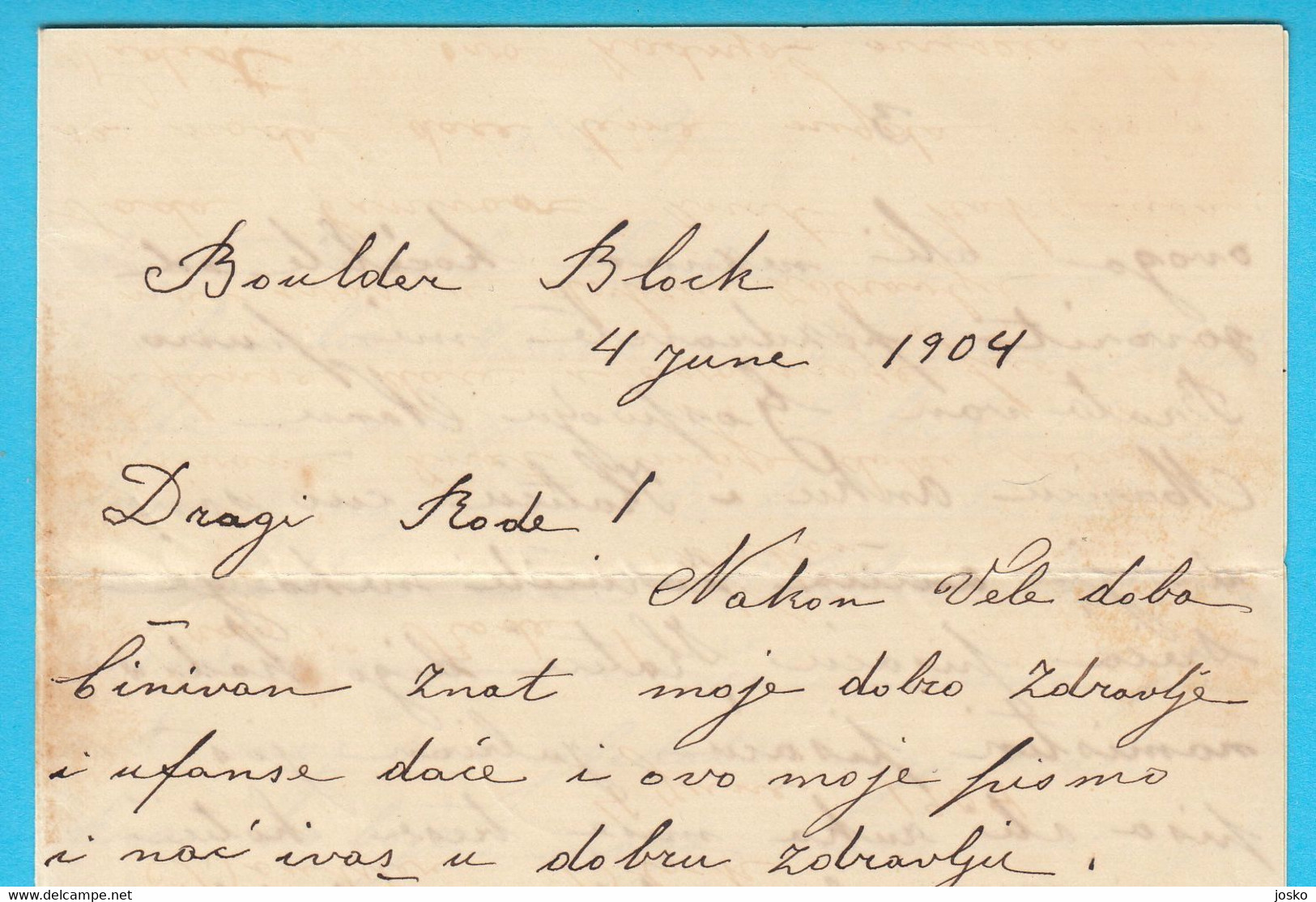 FIMISTON KALGOORLIE (Western Australia) Old Letter 1904 Sent Mr. Viscovich, Proprietor Of California Cafe-Boulder Block - Covers & Documents