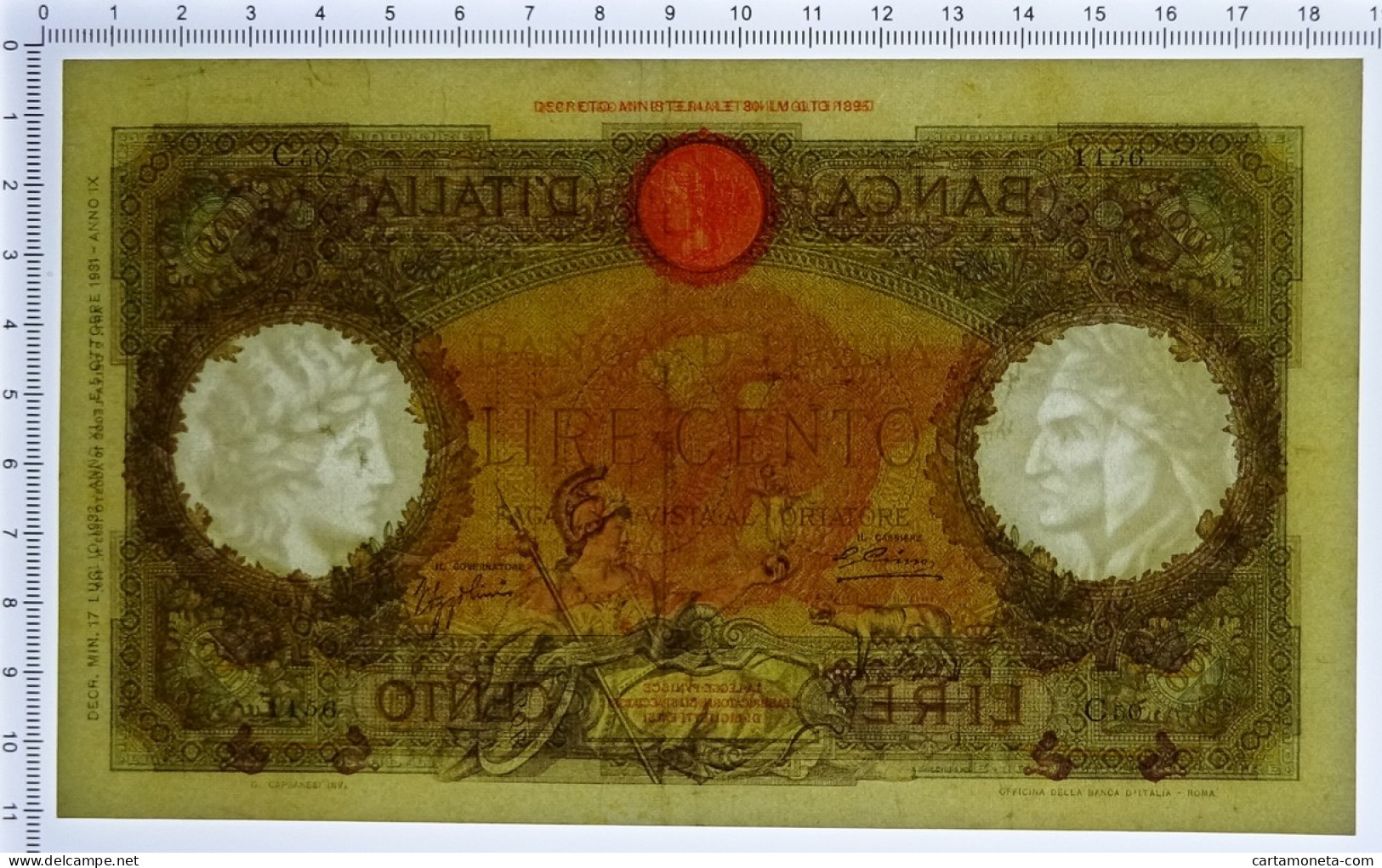 100 LIRE CAPRANESI AQUILA ROMANA TESTINA FASCIO ROMA 17/07/1933 SPL- - Regno D'Italia - Altri