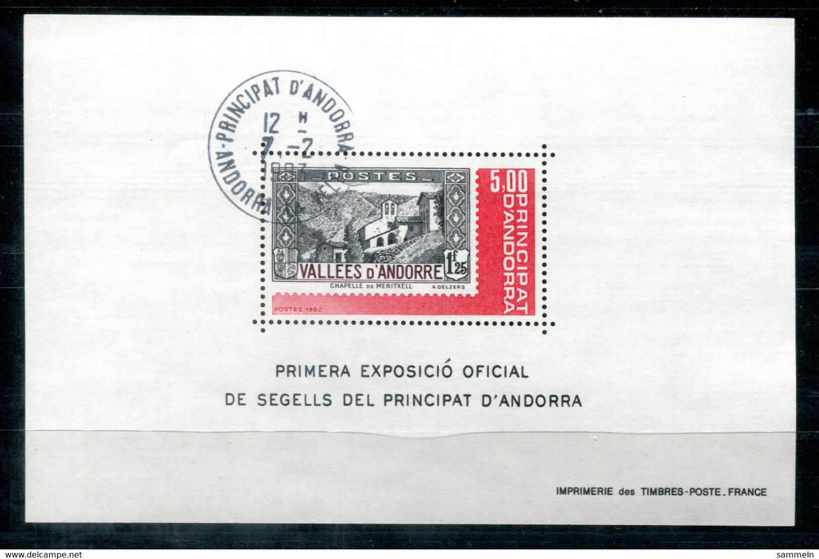 FRANZÖSISCH ANDORRA Block 1, Bl.1 Canc 7.2.84 - FRENCH ANDORRA , ANDORRE FRANÇAISE - Blocks & Kleinbögen