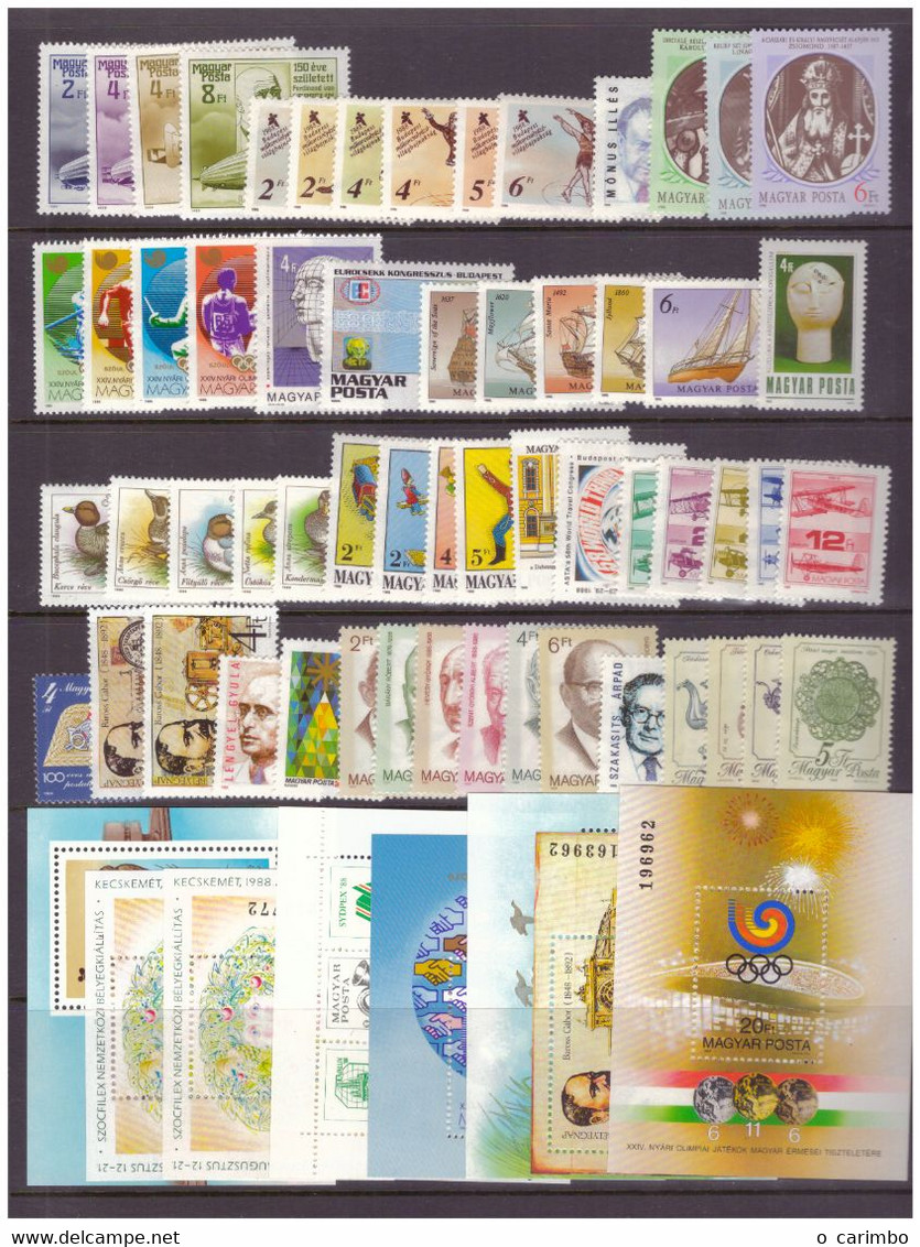 Hungary 1988 Complete Year All Sets And S/S MNH** - Années Complètes