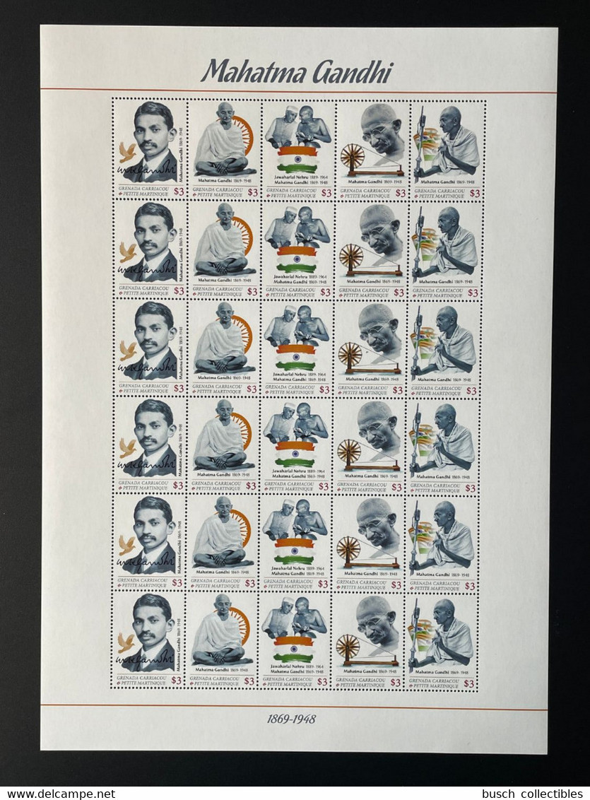 Grenada Martinique 2022 Sheet Planche Bogen Mohandas Mahatma Gandhi India Inde Indien Jawaharlal Nehru Flag Fahne - Mahatma Gandhi