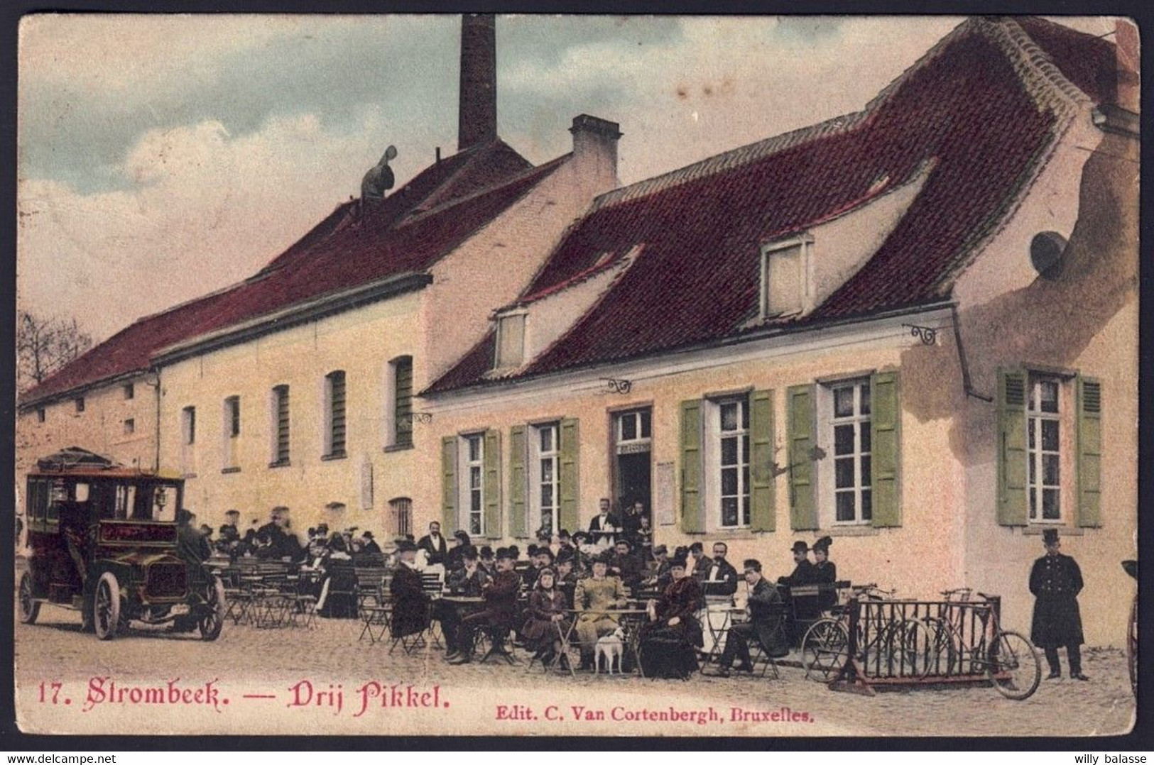 +++ CPA - STROMBEEK - Grimbergen - Drij Pikkel - Brasserie - Terrasse Animée - Auto - Voiture  // - Grimbergen