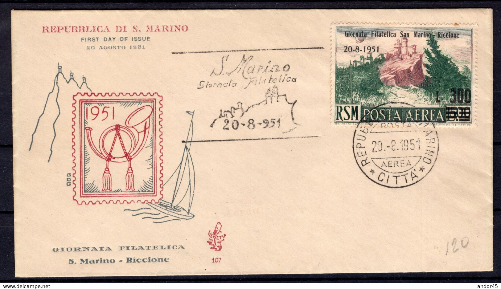 INSIEME DI 4 BUSTE TUTTE FDC VENETIA SERIE "GIORNATA FILATELICA S.M-RICCIO"+ SERIE COMPLETA SU DUE BUSTE "4 GIORN.FILATE - Cartas & Documentos