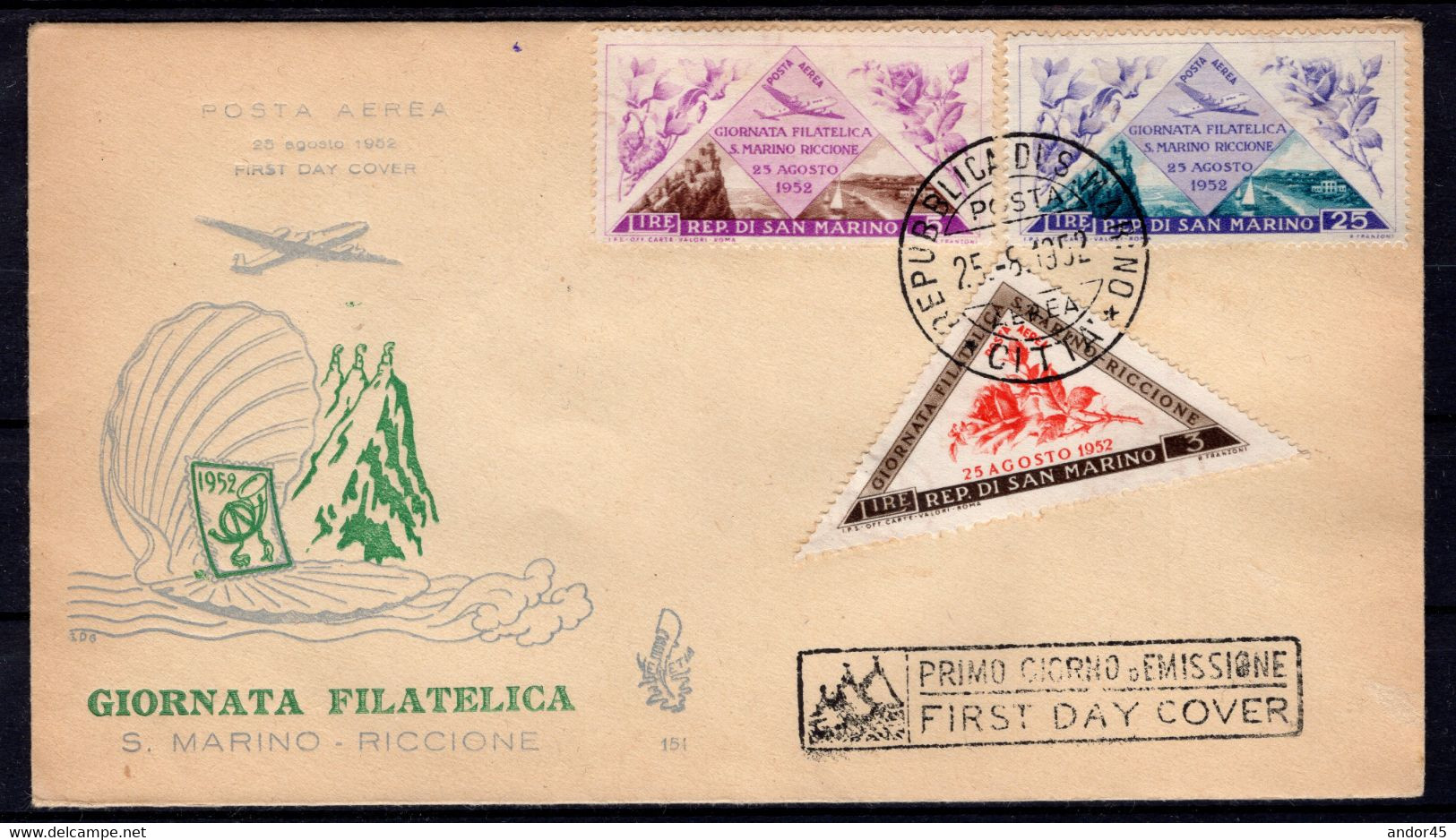 INSIEME DI 4 BUSTE TUTTE FDC VENETIA SERIE "GIORNATA FILATELICA S.M-RICCIO"+ SERIE COMPLETA SU DUE BUSTE "4 GIORN.FILATE - Cartas & Documentos