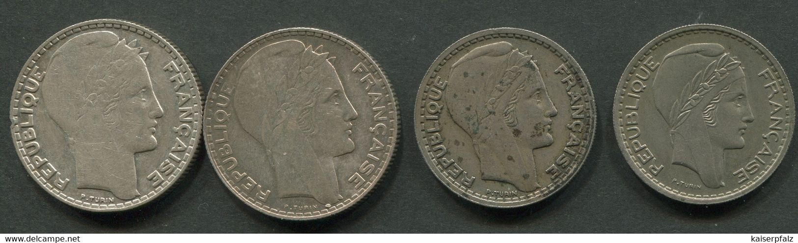 10.064) 7 Münzen Dritte Republik - 5, 10 und 20 Franc - 1932 bis 1949