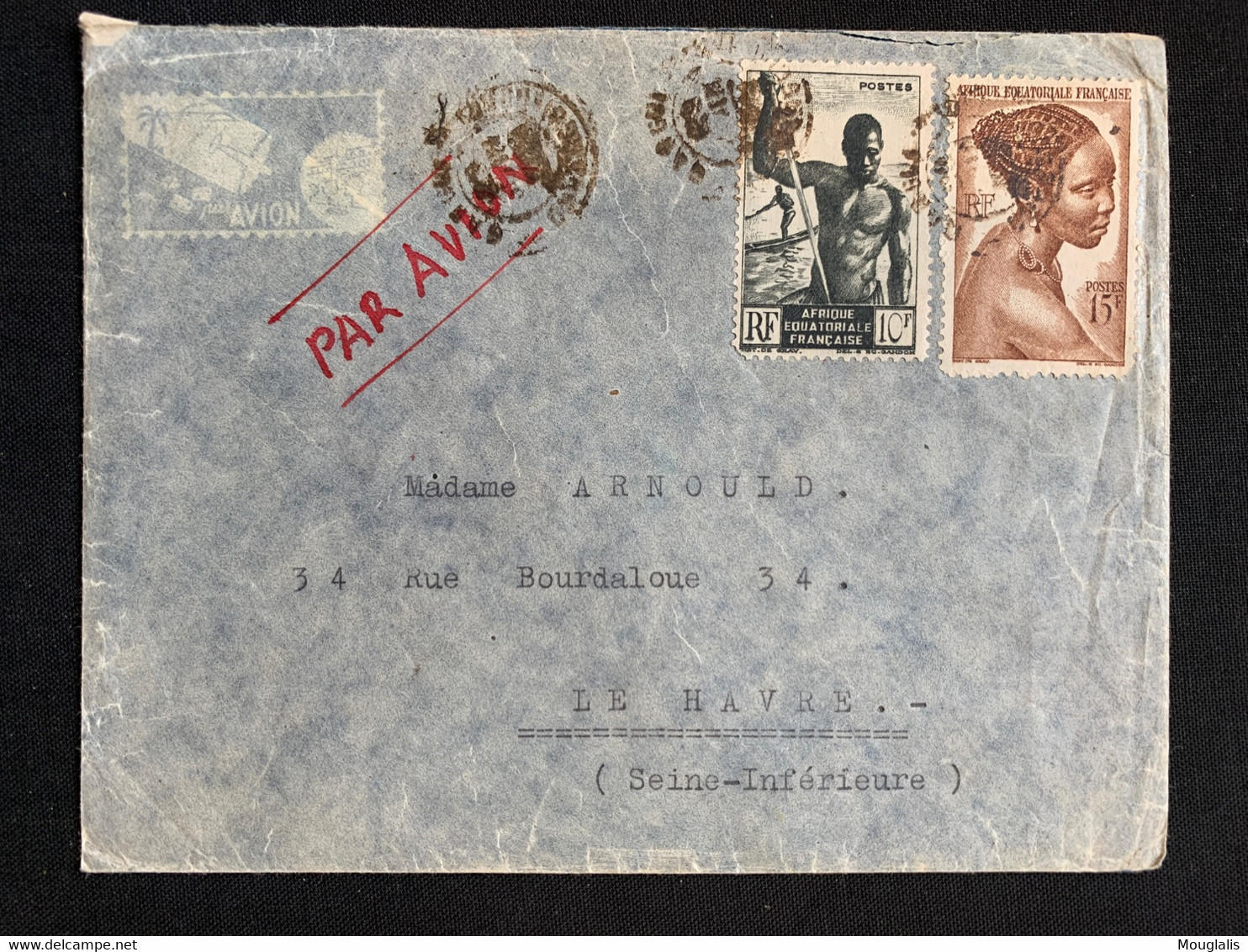 Colonies Françaises De Bangui Vers Le Havre 29 Juin 1948 (?)  Avec No 223 Et 224 - Used Stamps