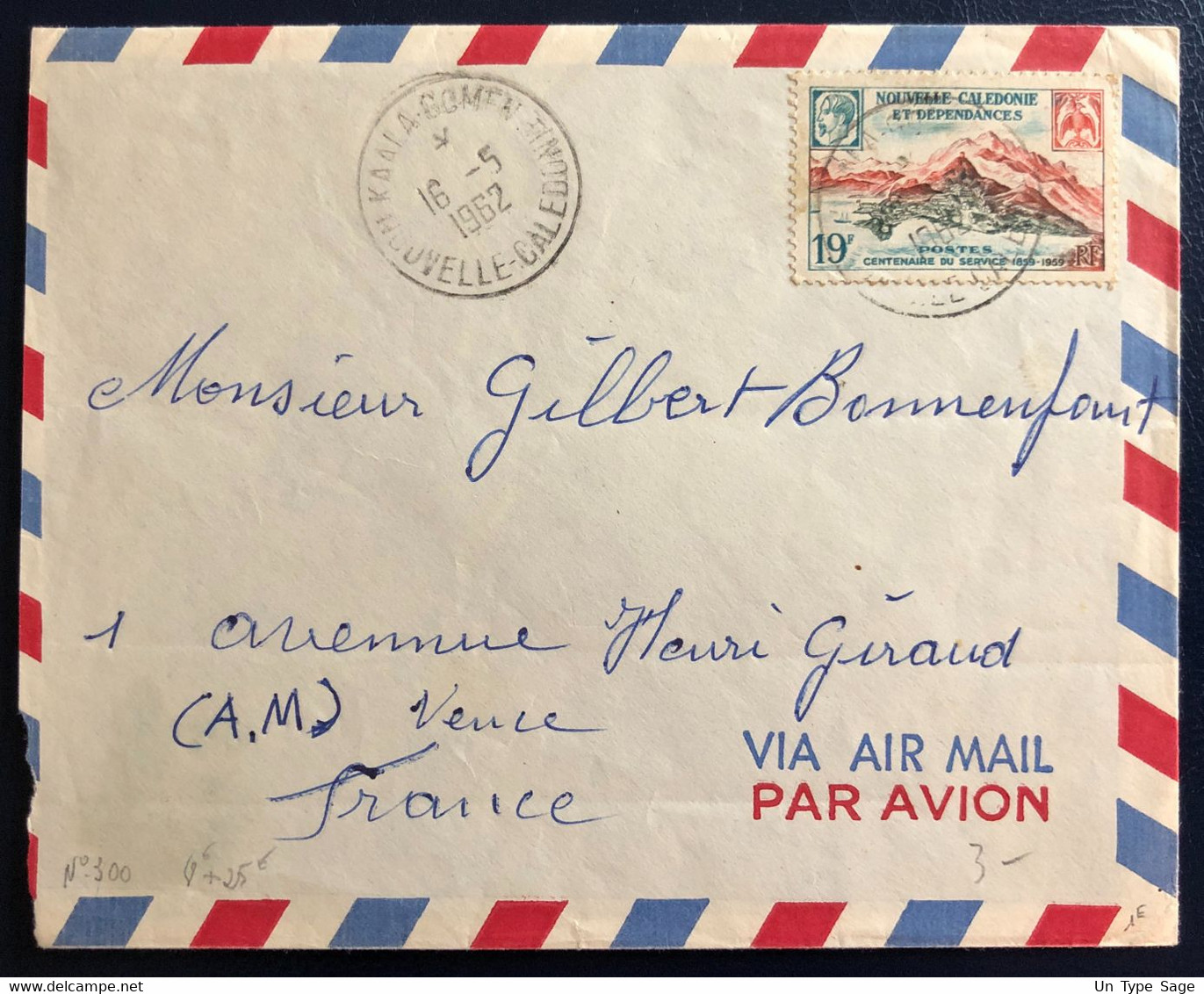 Nouvelle Calédonie N°300 Sur Enveloppe TAD KAALA-GOMEN 16.5.1962 - (B4560) - Lettres & Documents