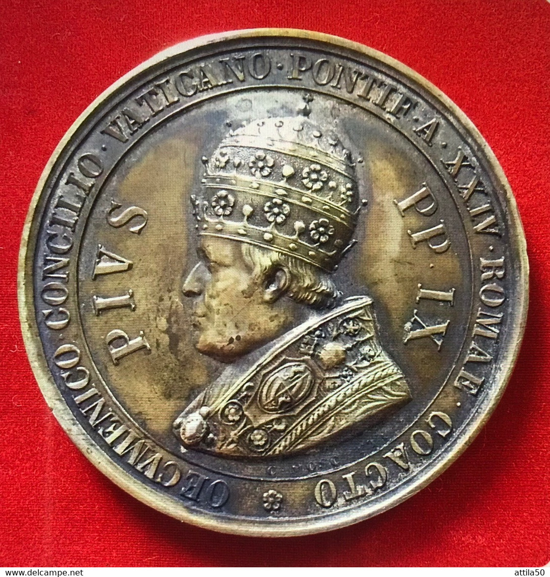 Papa Pio IX Anno XXIV - Medaglia Di Bronzo Mm.43 - Concilio Ecumenico - A Splendida. - Royaux / De Noblesse