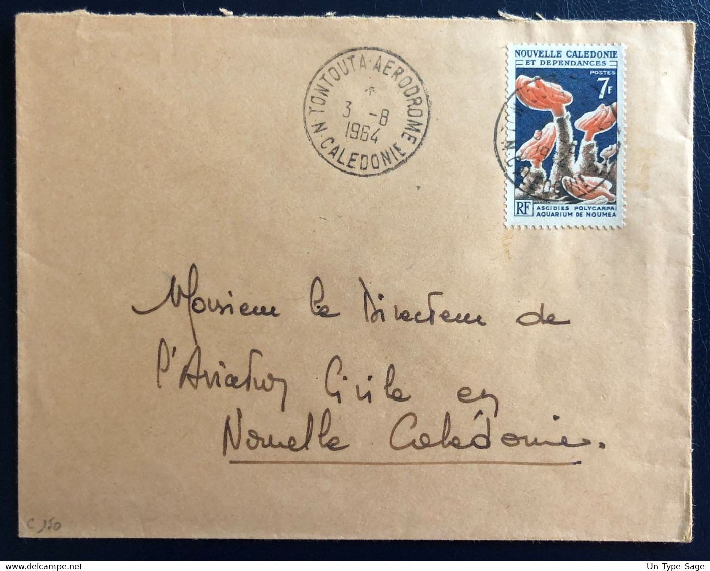 Nouvelle Calédonie N°322 Sur Enveloppe TAD TONTOUTA AERODROME 3.8.1964 - (B4571) - Lettres & Documents