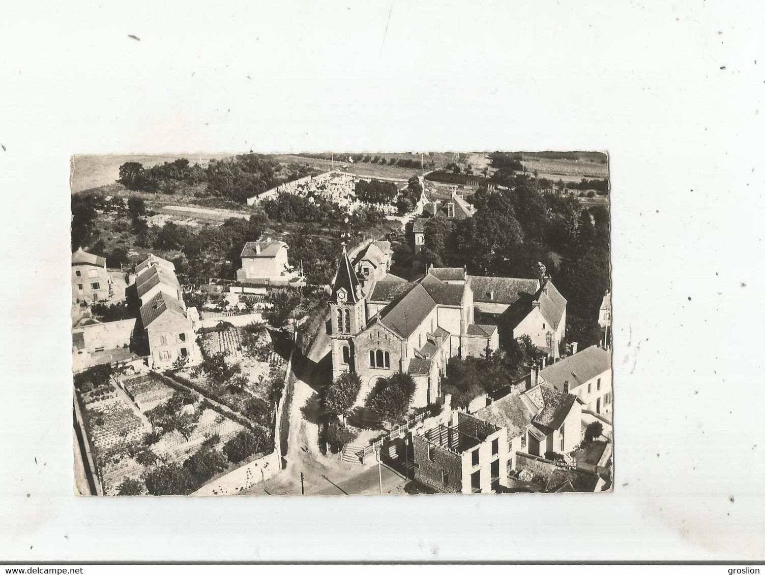 EN AVION AU DESSUS DE GARGENVILLE (S ET O) 3 CARTE PHOTO L'EGLISE - Gargenville