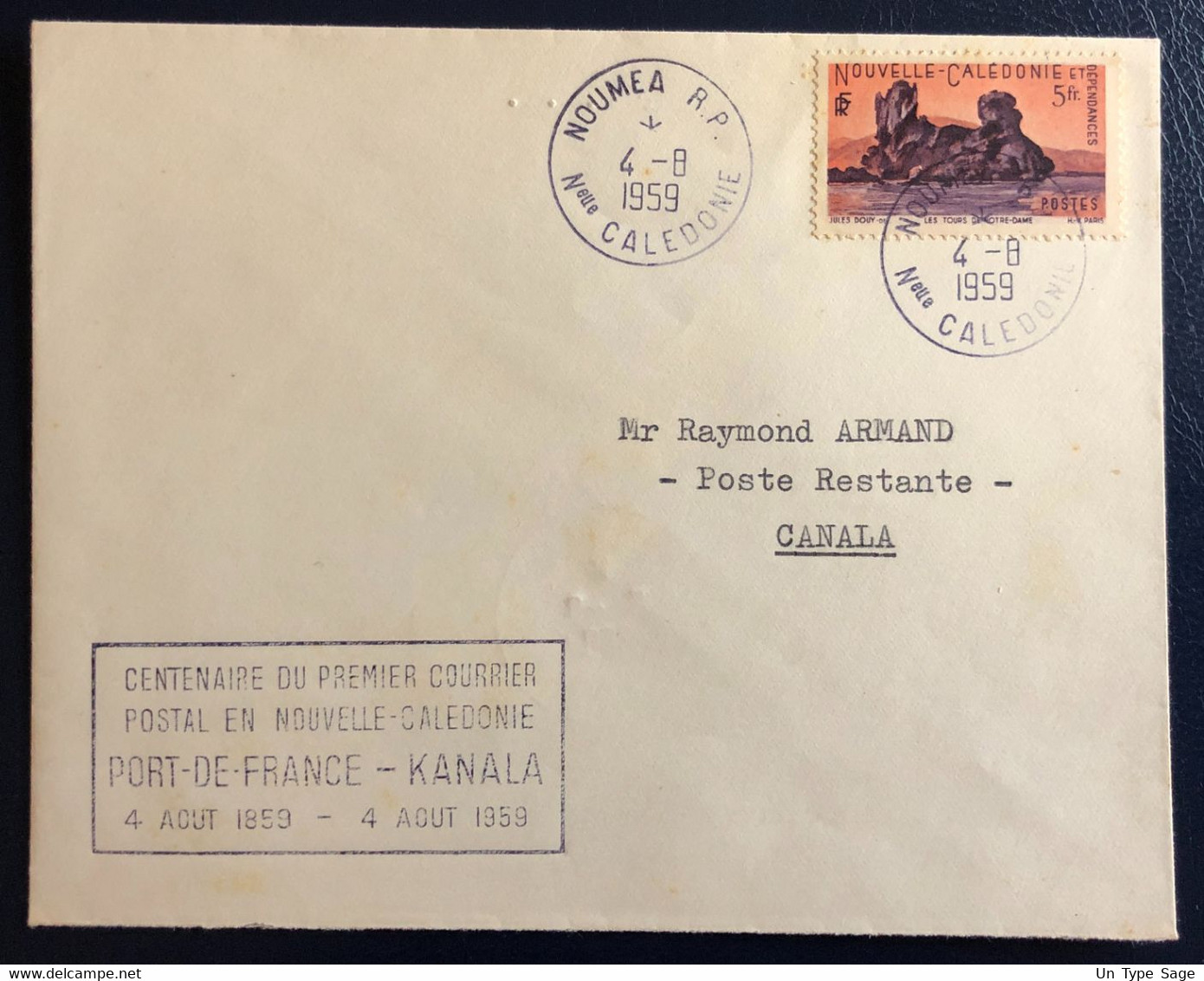 Nouvelle Calédonie Divers Sur Enveloppe - Centenaire Du 1er Courrier Postal En Nouvelle Calédonie 4.8.1959 - (B4581) - Brieven En Documenten