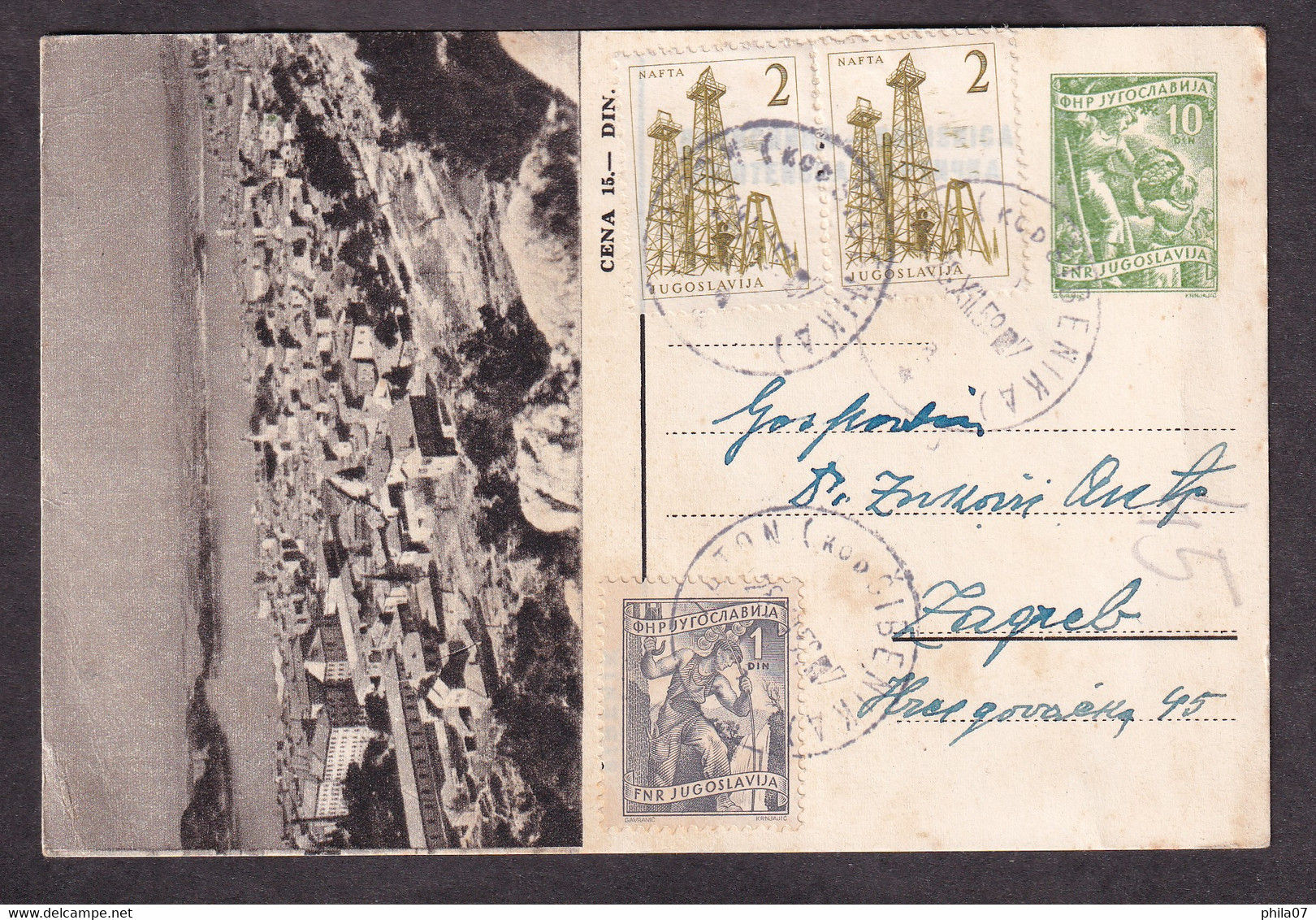 Illustrated Stationery - Image Of Šibenik / Additionally Franked / Circulated, 2 Scans - Other & Unclassified