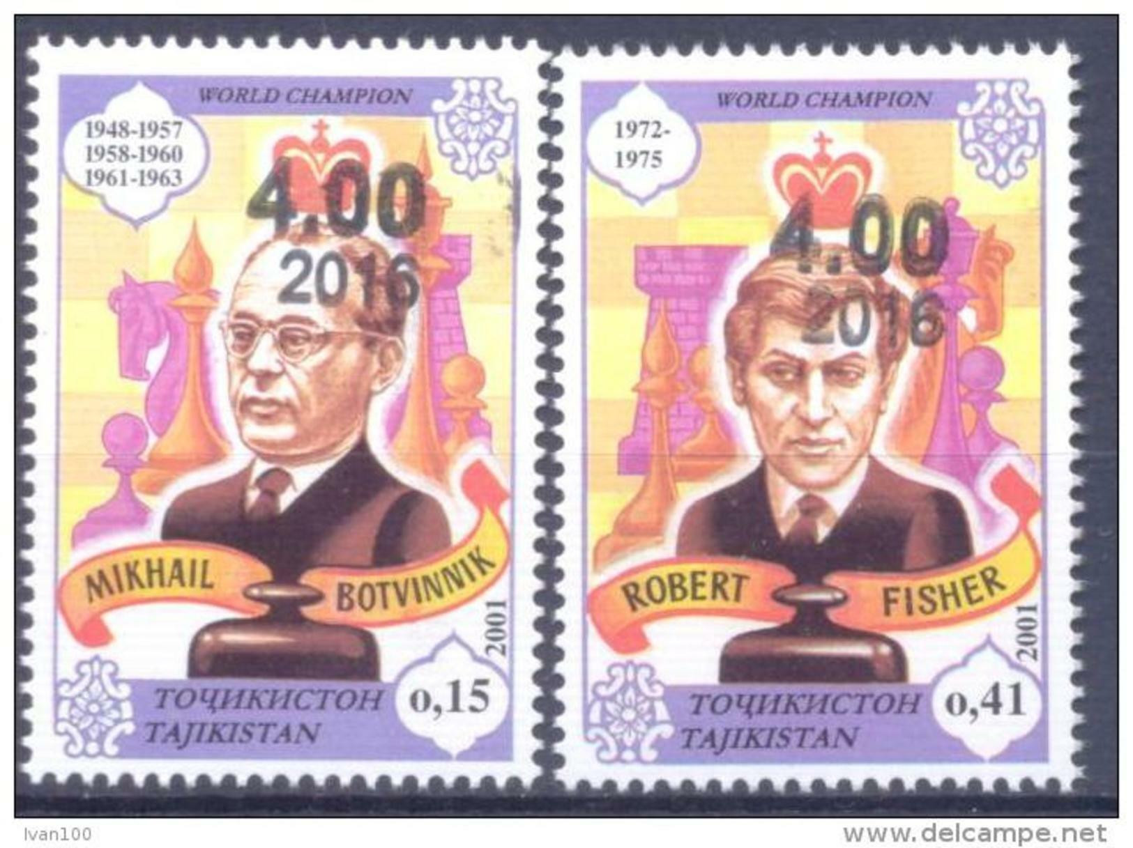 2016. Tajikistan, Overprint New Values On CHESS Stamps, 2v Mint/** - Tajikistan