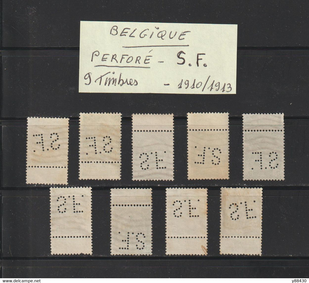 BELGIQUE - PERFORÉS .S.F. -- Lot De 9 Timbres Divers Oblitérés  -- 2 Scannes - Ohne Zuordnung