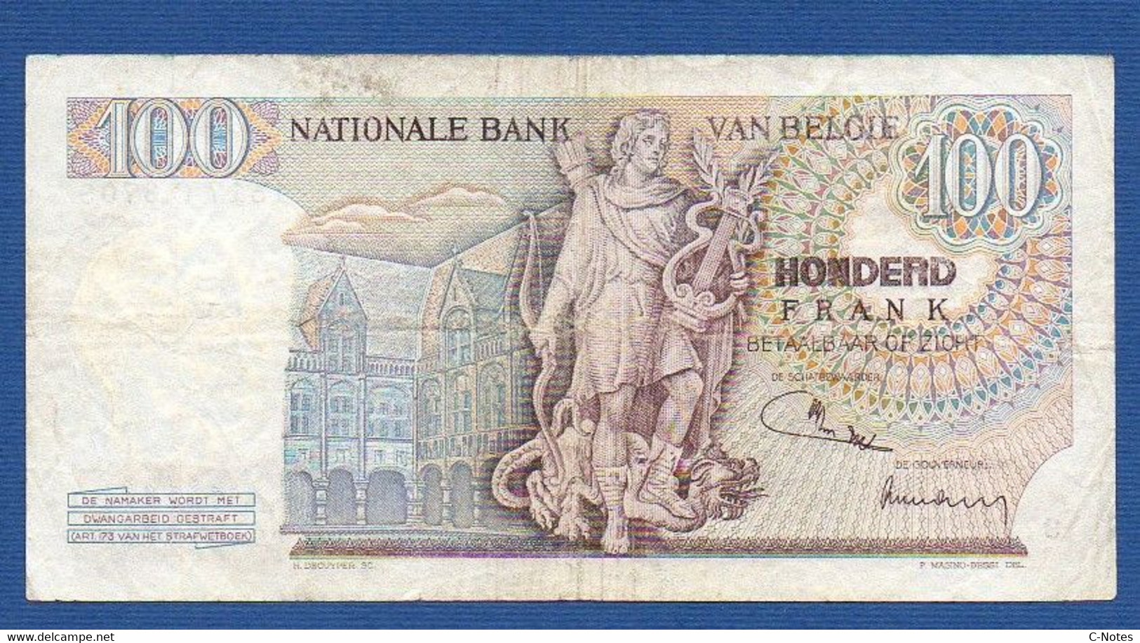 BELGIUM - P.134b - 100 Francs 26.08.1971 AVF, Serie 1517 C 3703 - 100 Francs