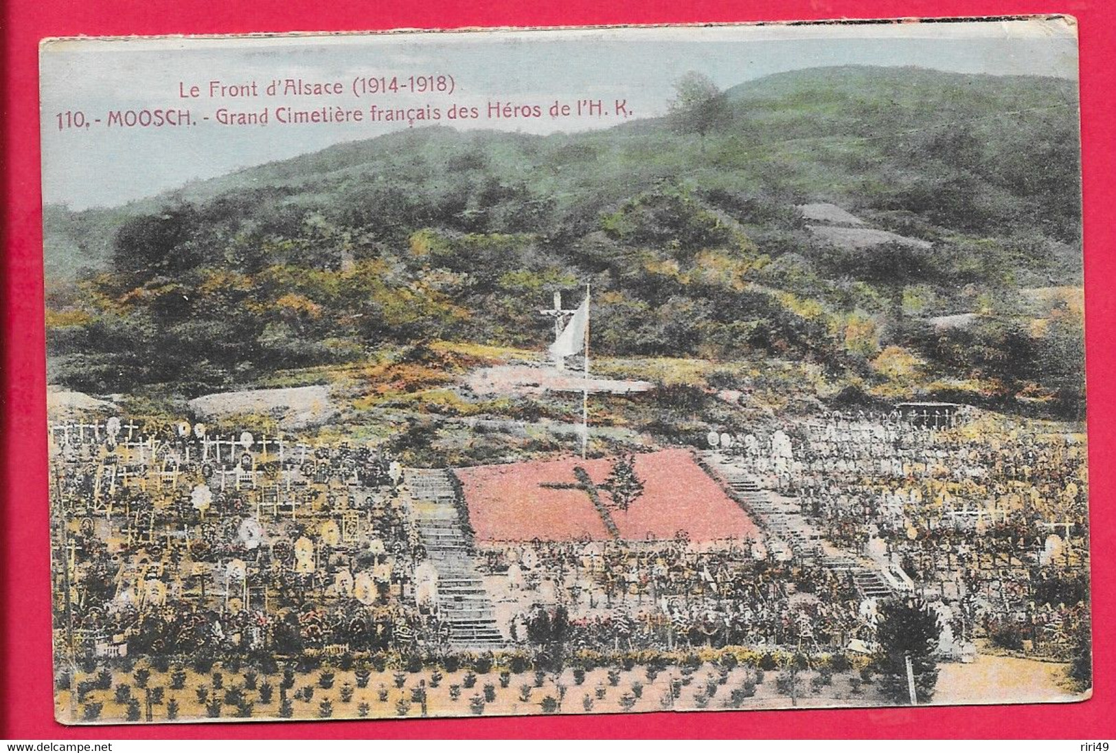 Cpa 68 MOOSCH, Grand Cimetière Français Des Héros De L'H.K. DOS ECRIT EN 1922,  CERNAY - Cementerios De Los Caídos De Guerra