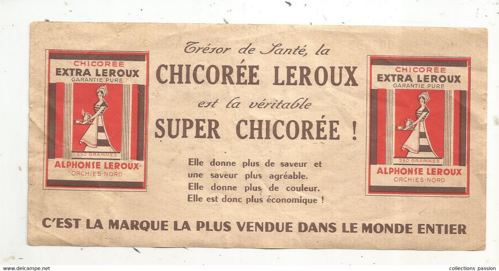 Publicité, Chèque Cadeaux , CHICOREE LEROUX ,valeur De 25 Vignettes De 250 Gr. ,2 Scans ,  Frais Fr 1.85 E - Publicités