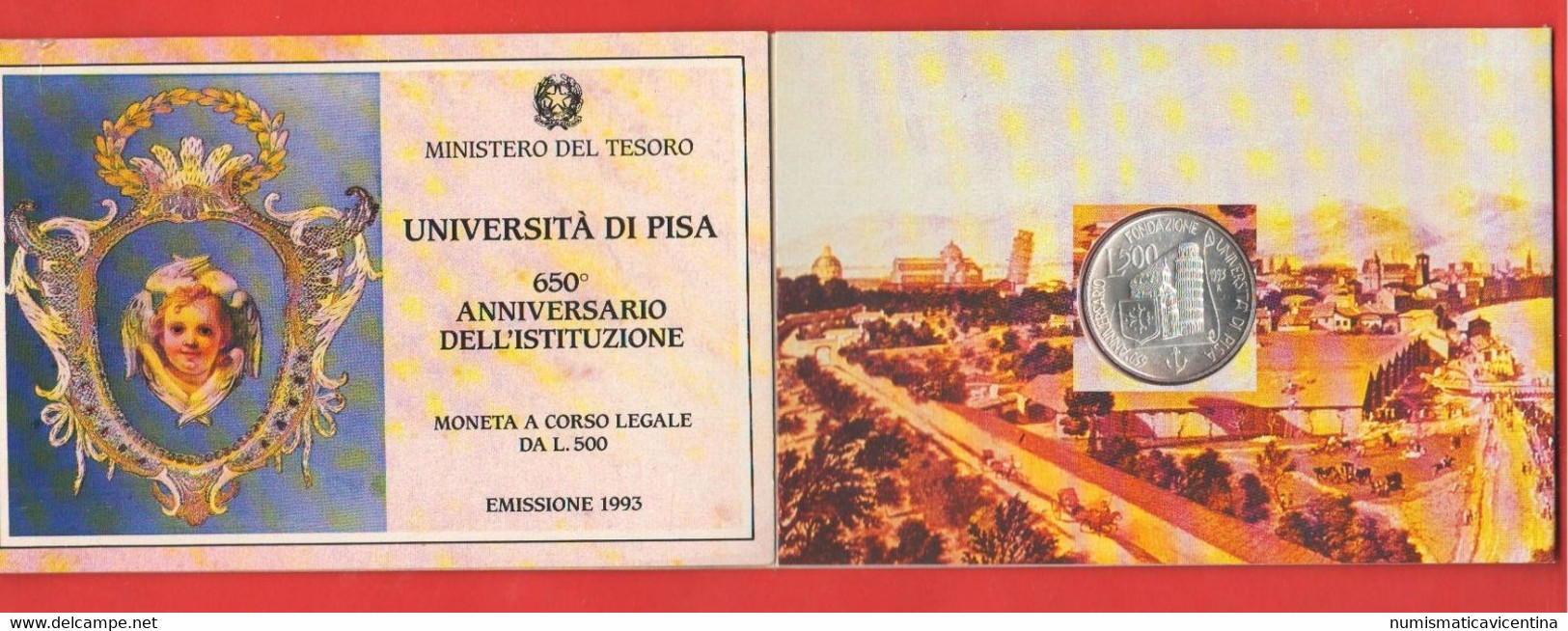 Italia 500 Lire 1993 Università Pisa Argento Silver Italie Italy - Conmemorativas