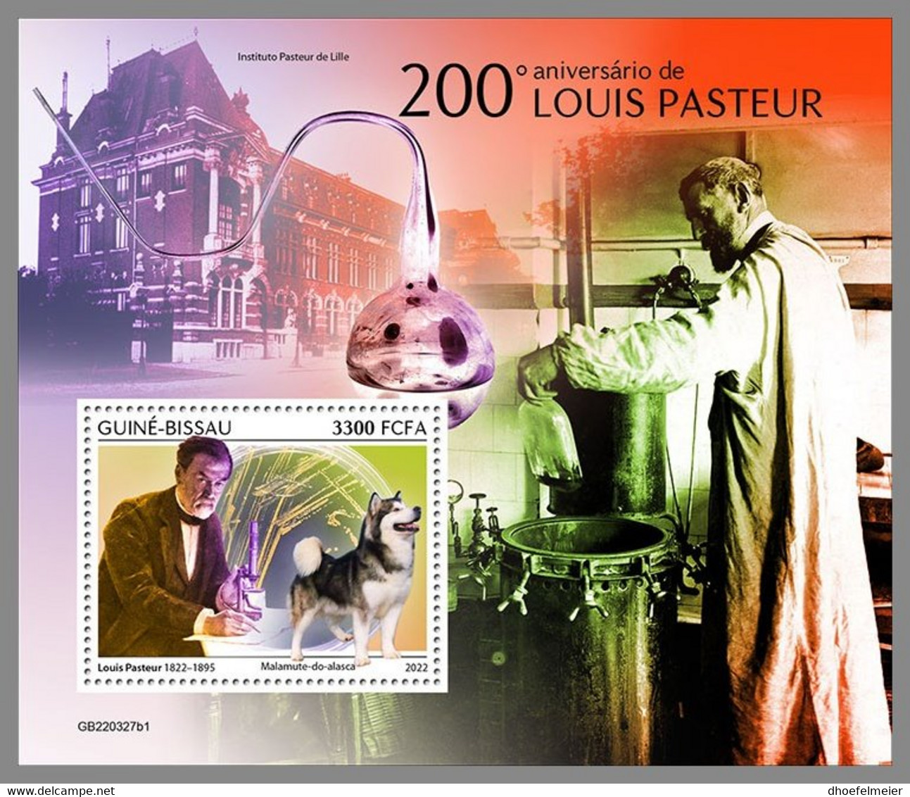 GUINEA BISSAU 2022 MNH Louis Pasteur Dogs Hunde Chiens S/S I - IMPERFORATED - DHQ2307 - Louis Pasteur