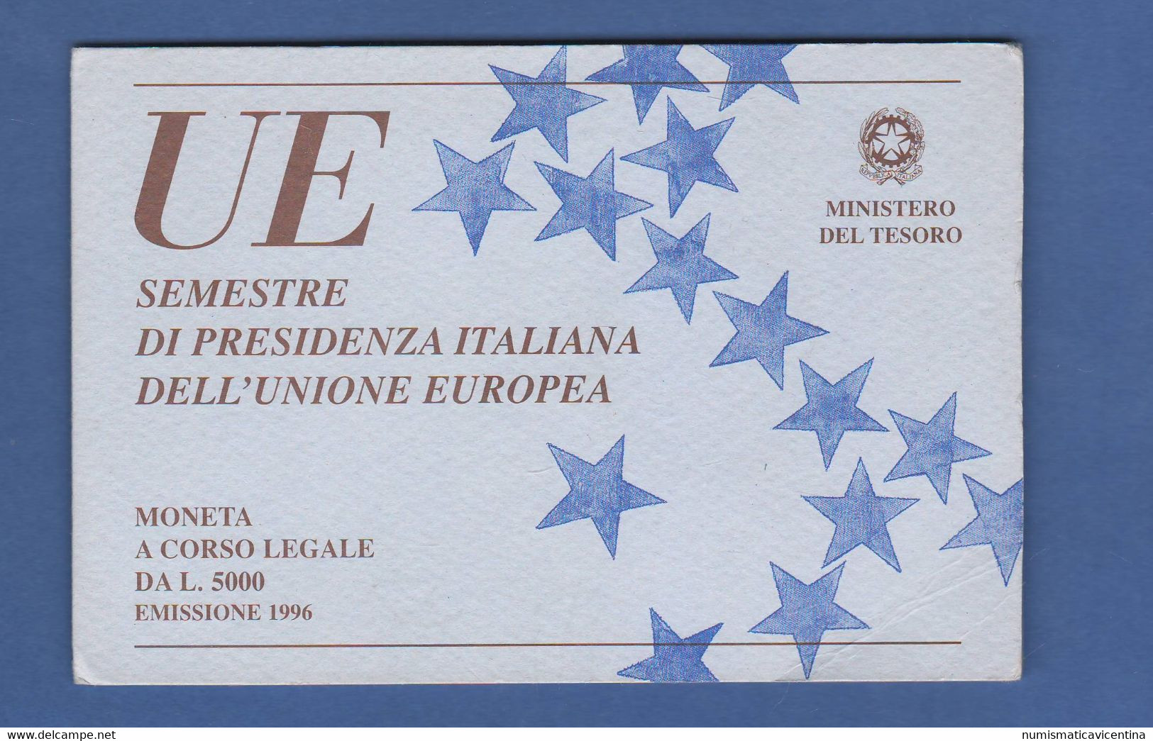 Italia 5000 Lire 1996 Presidenza Italiana Unione Europea Silver Italie Italy - Commémoratives