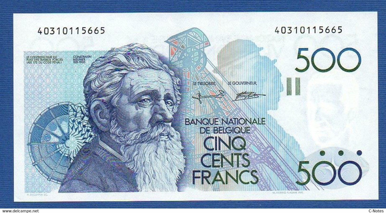 BELGIUM - P.143a(7) - 500 Francs 1982-1998 UNC-, Serie 40310115665 - 500 Francs