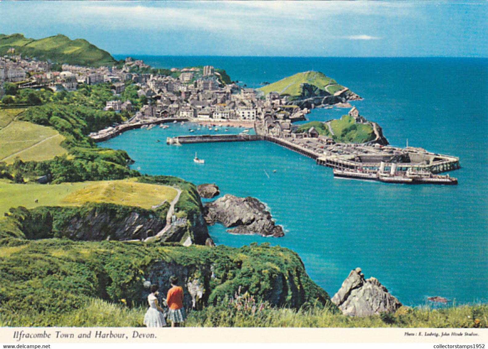 ILFRACOMBE TOWN AND HARBOUR PANORAMA, SHIP - Ilfracombe