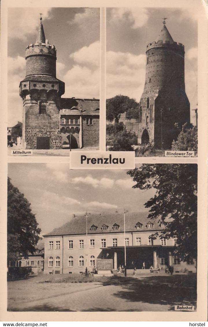 D-17291 Prenzlau - Alte Ansichten - Bahnhof - Mittelturm - Blindower Tor - Stamp "Volksarmee" - Prenzlau