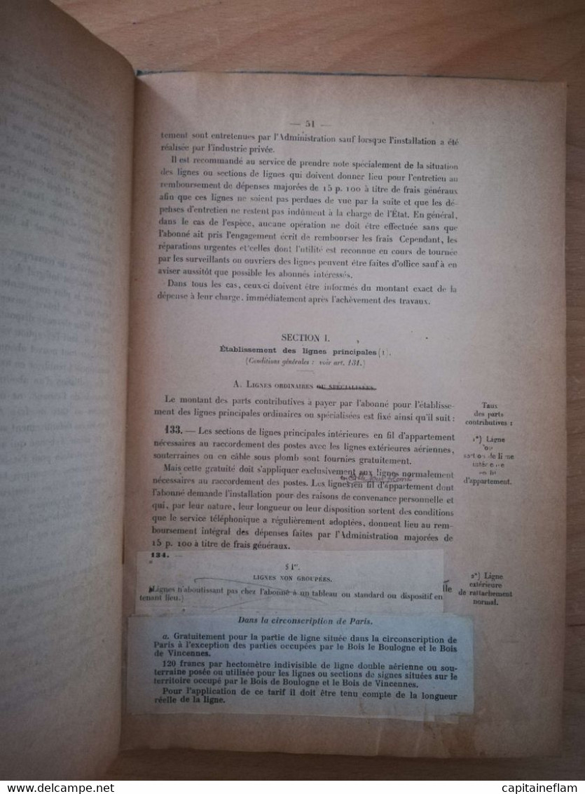 L71 -1927 Instruction Sur Le Service Téléphonique -Fascicule II (taxes Téléphoniques, Abonnements,annuaire)  PTT Poste - Administrations Postales