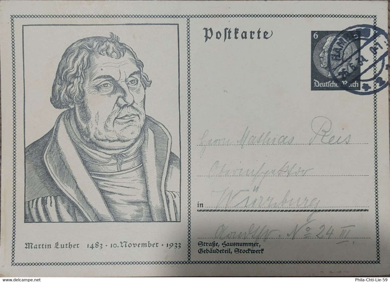 Personnalité - Entier Postal - Martin Luther - Théologien Protestant - Theologen