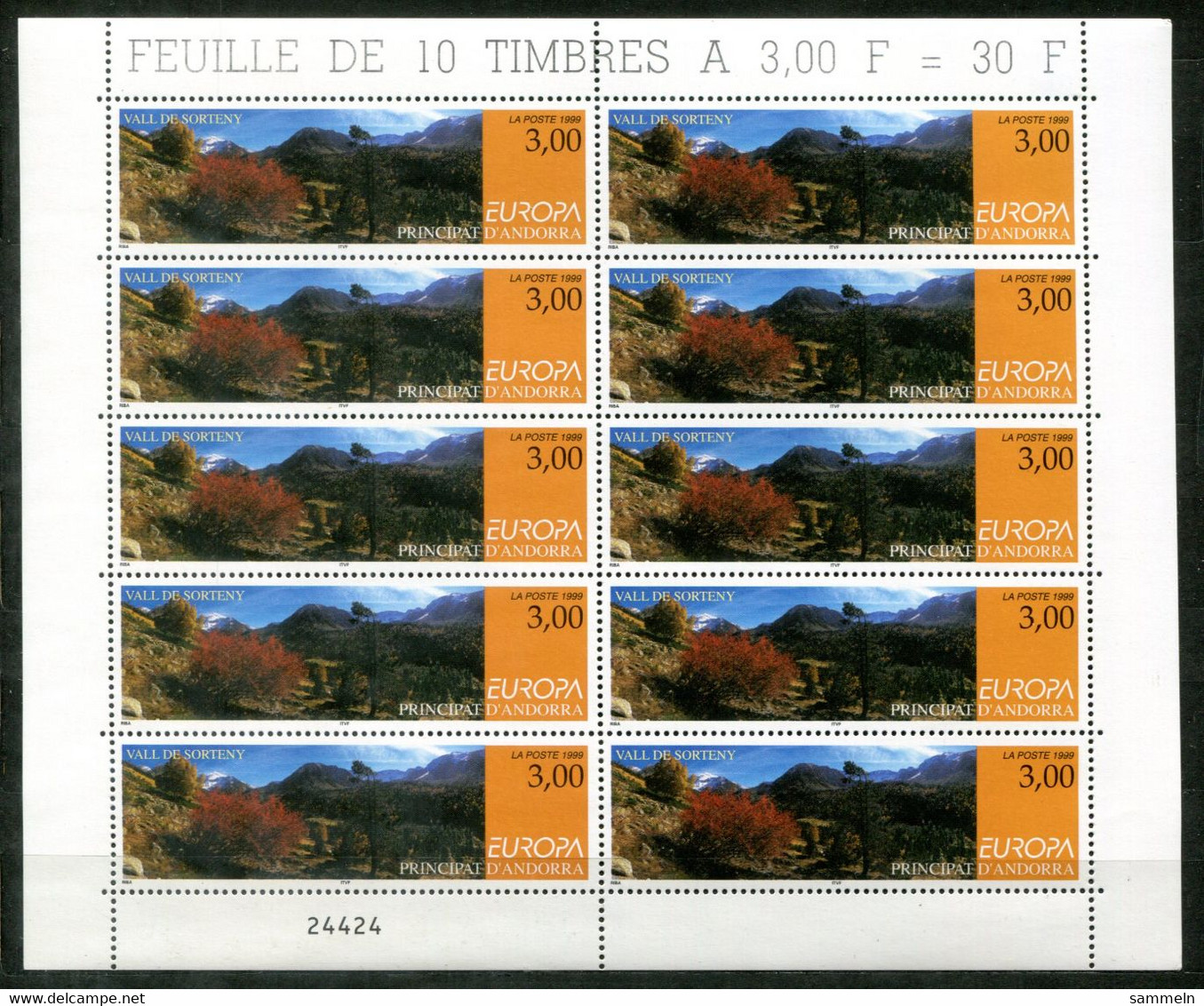 FRANZÖSISCH ANDORRA 535 KB Mnh - Kleinbogen Europa CEPT 1998 - FRENCH ANDORRE / ANDORRE FRANÇAISE - Blokken & Velletjes