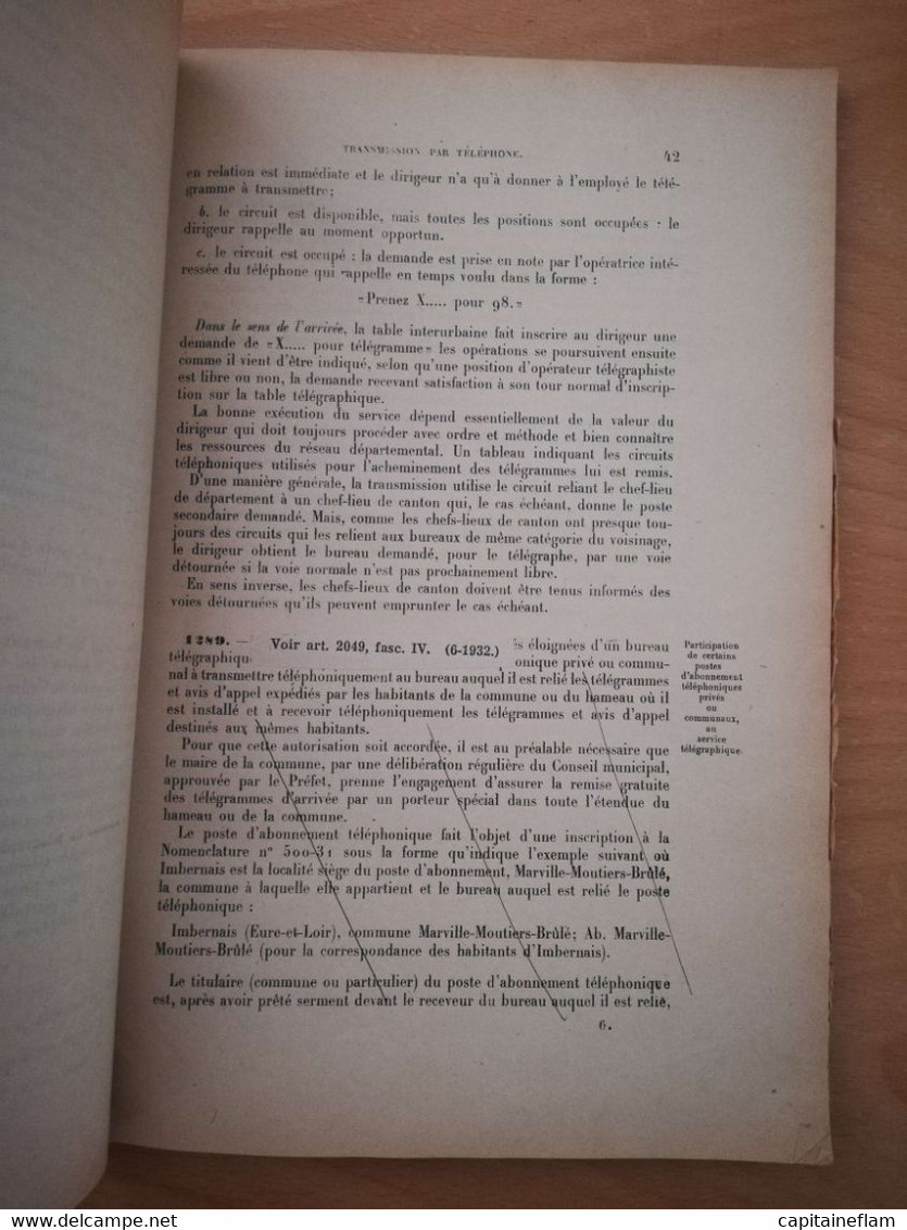 L81 - 1930 Instruction T Des Bureaux Télégraphiques -Fascicule III (organisation Du Réseau, Marche Des Télégrammes PTT - Postverwaltungen