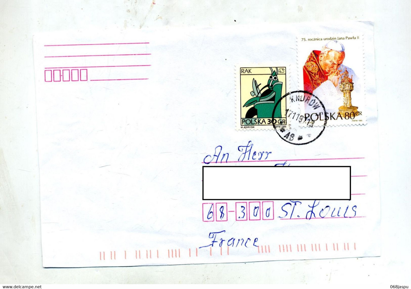 Devant De Lettre Cachet Kurow Sur Pape - Maschinenstempel (EMA)