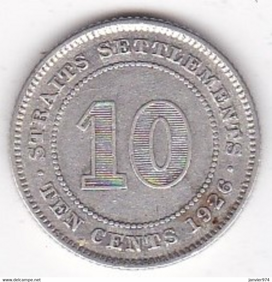 Straits Settlements , 10 Cents 1926 George V , En Argent , KM# 29b - Malasia