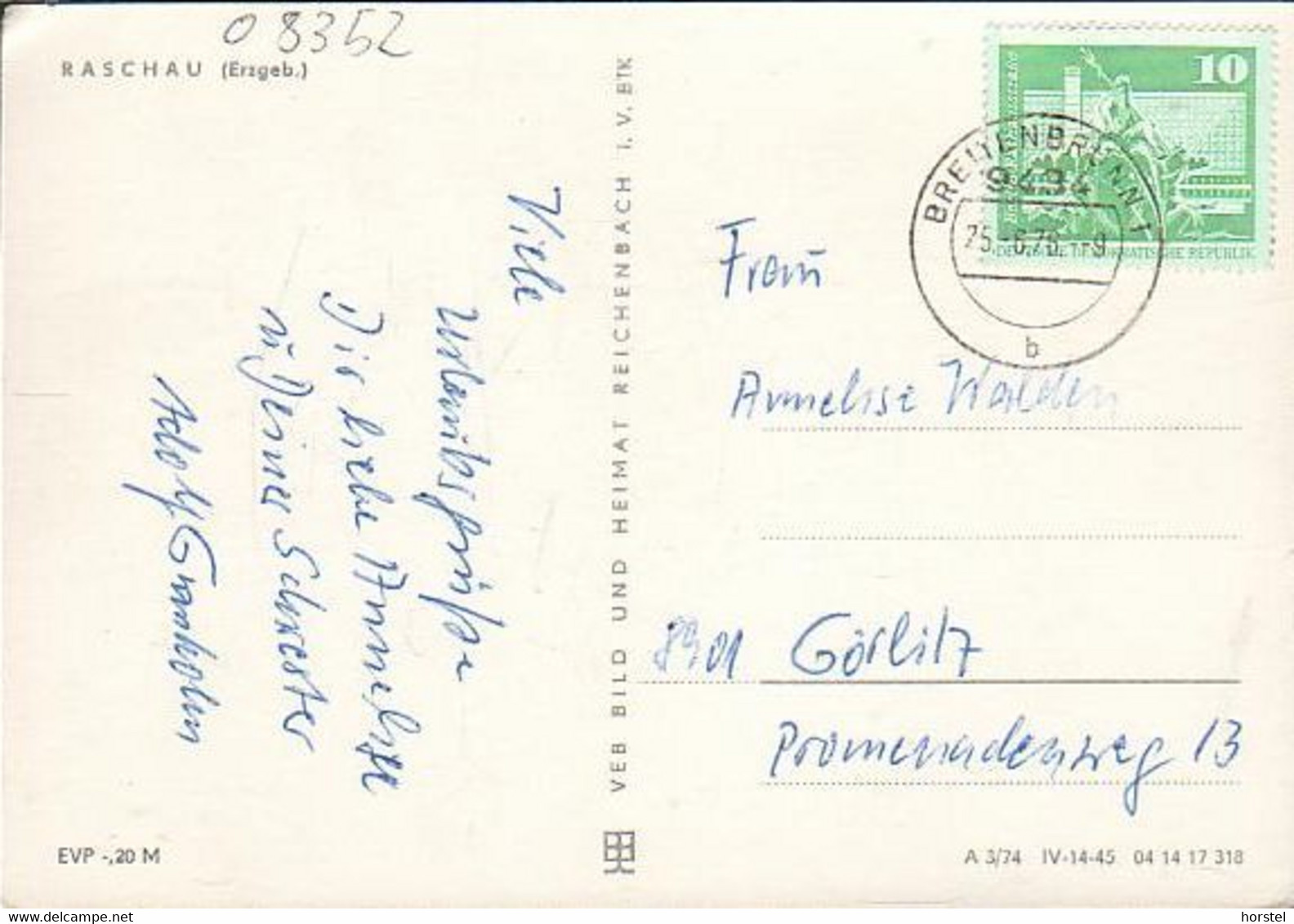 D-08352 Raschau - Erzgebirge - Alte Ortsansicht - Fabrik - Nice Stamp - Scheibenberg