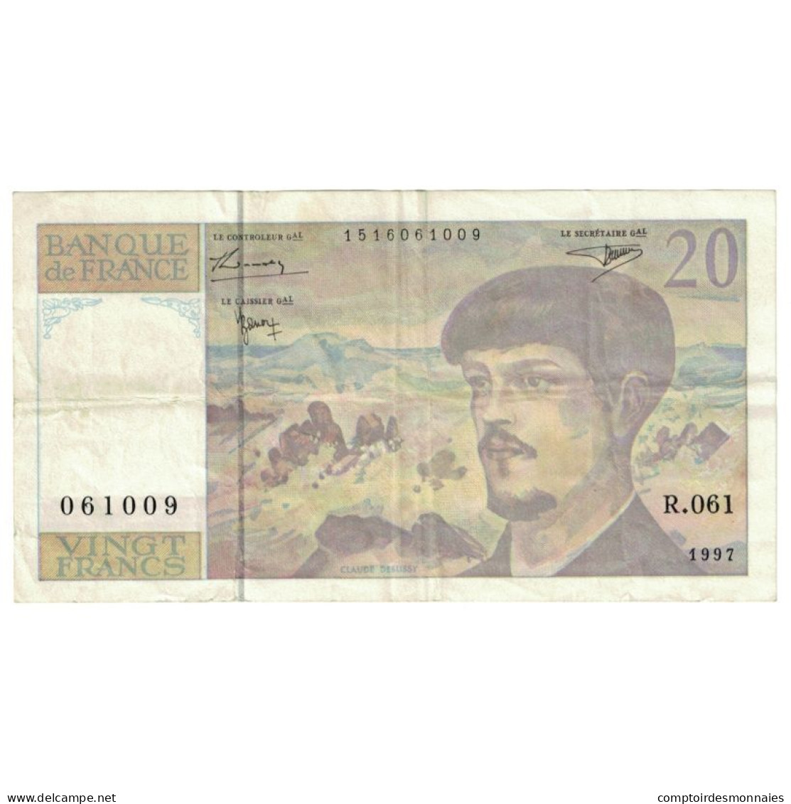 France, 20 Francs, Debussy, 1997, R.061, TTB+, Fayette:66 Ter.2, KM:151i - 20 F 1980-1997 ''Debussy''