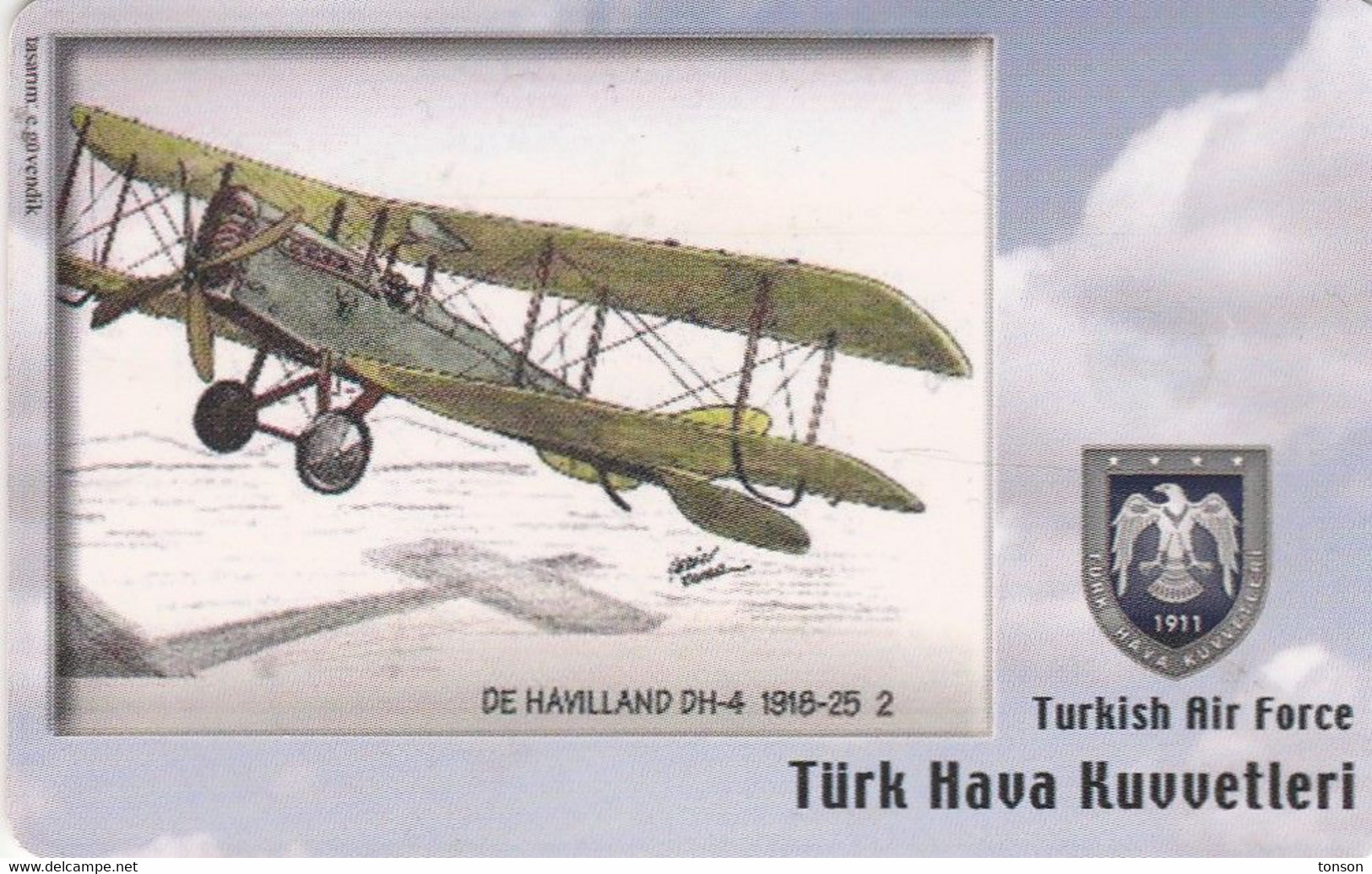 Turkey, TR-C-077, Turkish Air Force, De Havilland DH-4 1918-25, Airplane, 2 Scans. - Türkei