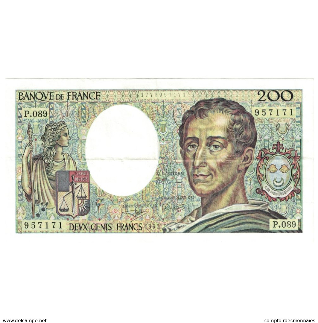 France, 200 Francs, Montesquieu, 1991, P.089, SUP, Fayette:70.11, KM:155d - 200 F 1981-1994 ''Montesquieu''