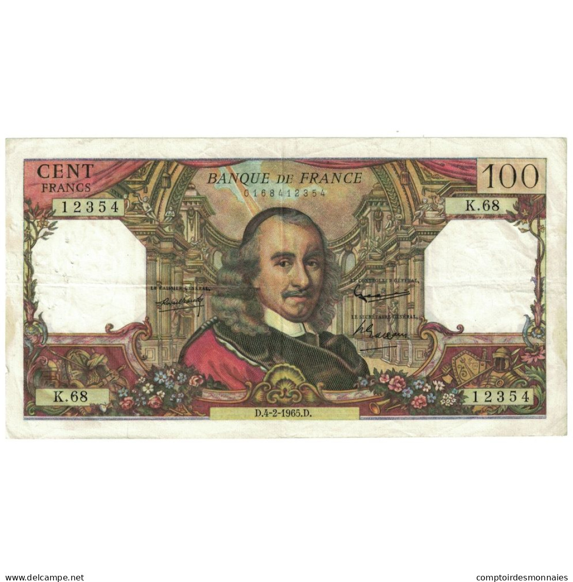 France, 100 Francs, Corneille, 1965, K.68, TTB, Fayette:65.6, KM:149a - 100 F 1964-1979 ''Corneille''