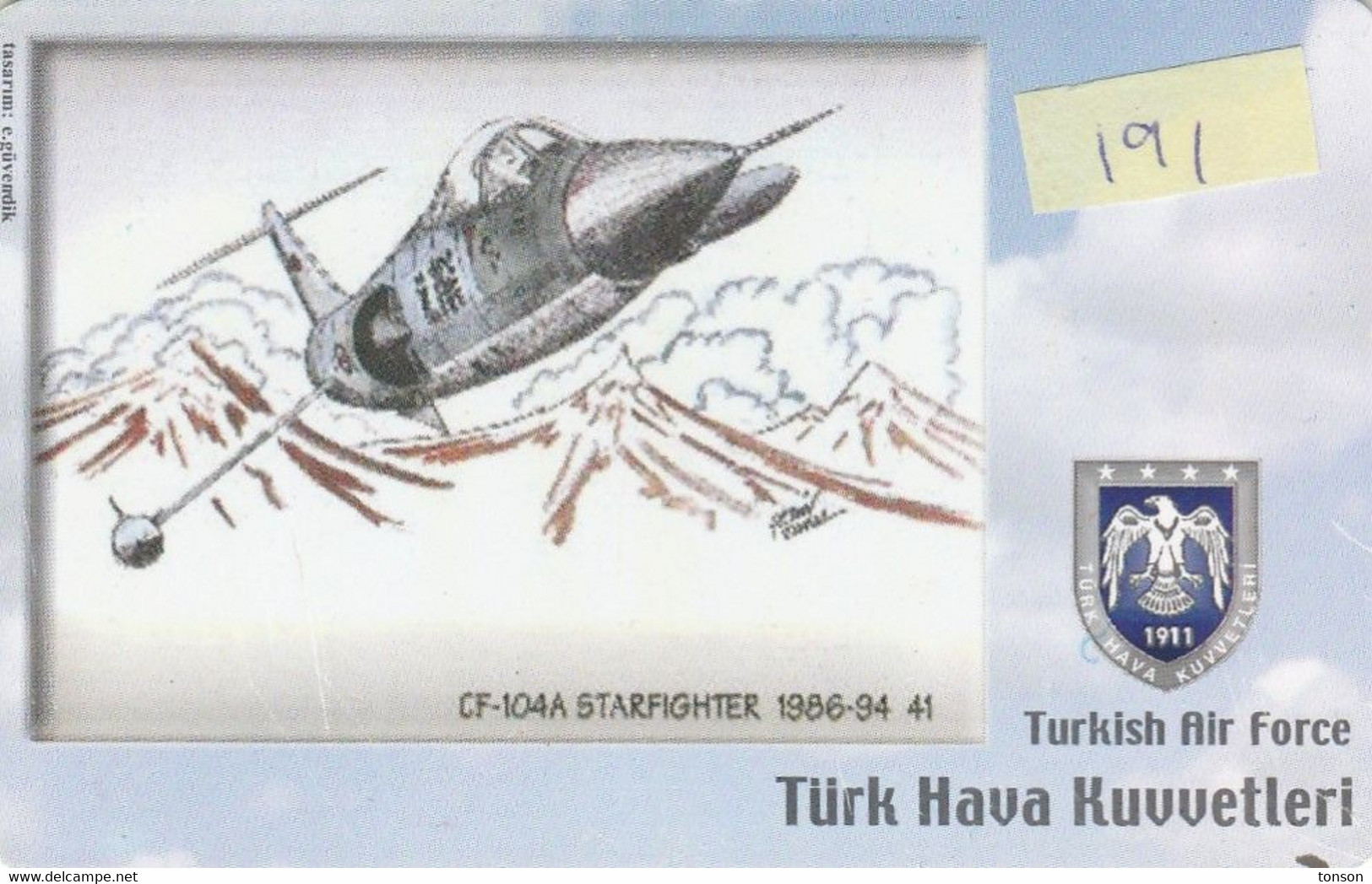 Turkey, TR-C-191, Turkish Air Force, CF-104A Starfighter 1986-94 41, Airplane, 2 Scans. - Türkei