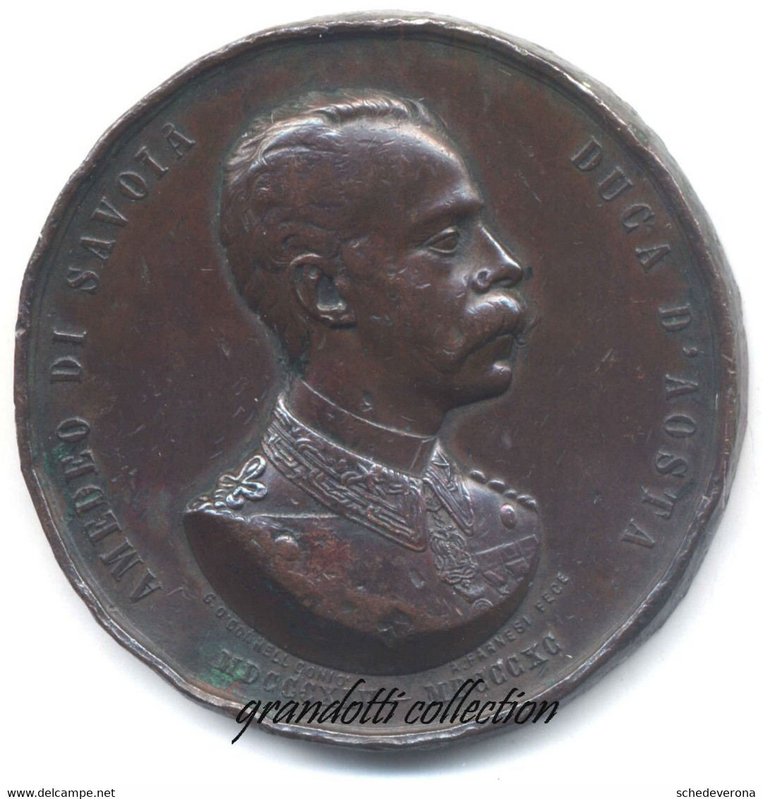 AMEDEO DI SAVOIA DUCA D'AOSTA RICORDO DELLA MORTE 1890 MEDAGLIA ADOLFO FARNESI - Royal/Of Nobility
