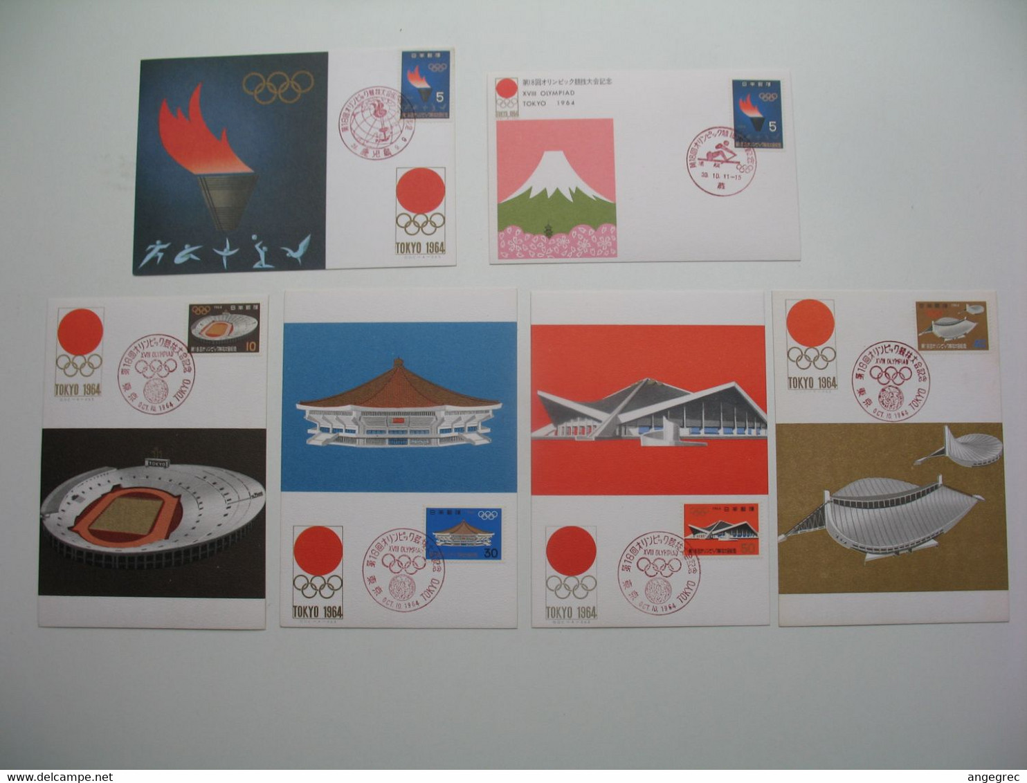 Japon Lot Carte-Maximum   Japan Maximum Card    1964 JO Jeux Olympiques  Yvert & Tellier  N° 783 + 797 à 790 - Tarjetas – Máxima