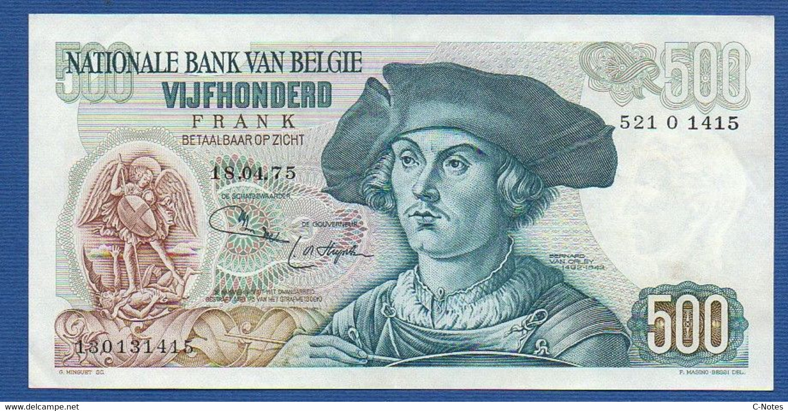 BELGIUM - P.135b(3) - 500 Francs 18.01.1975 XF/AU, Serie 521 O 1415 - 500 Franchi