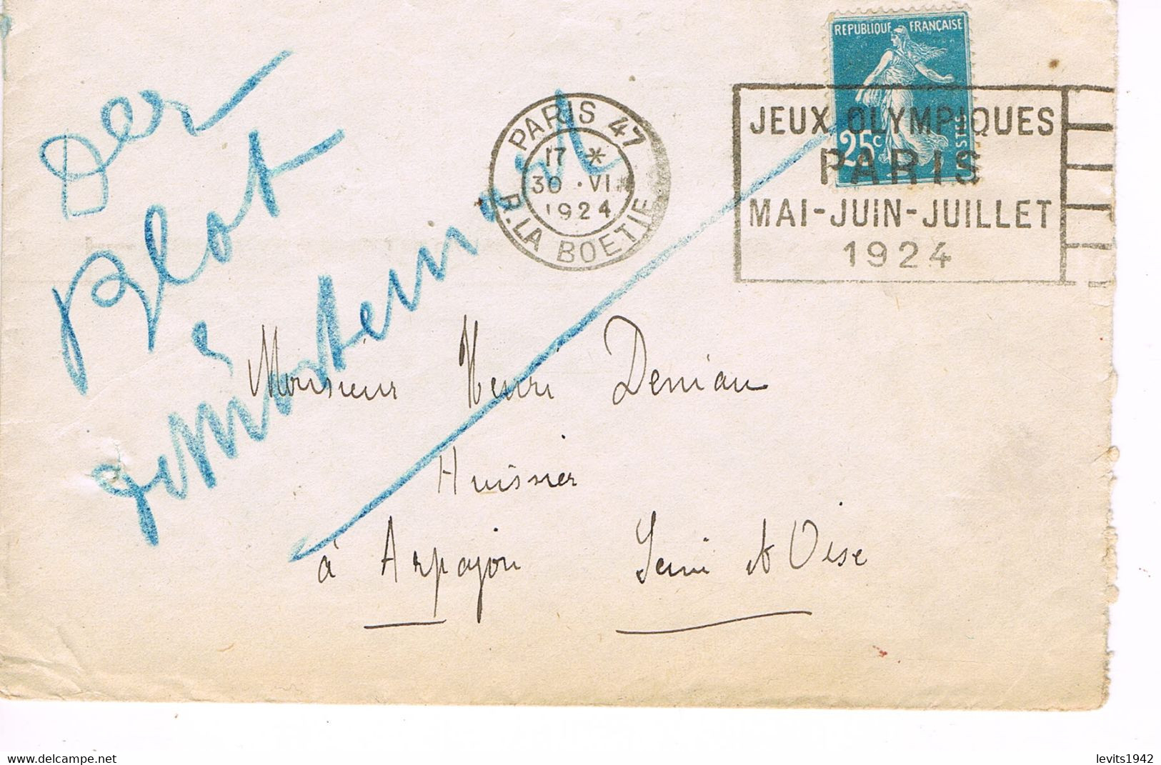 JEUX OLYMPIQUES 1924 -  MARQUE POSTALE - ESCRIME - TIR DE CHASSE - POLO - JOUR DE COMPETITION - 30-06 - - Ete 1924: Paris